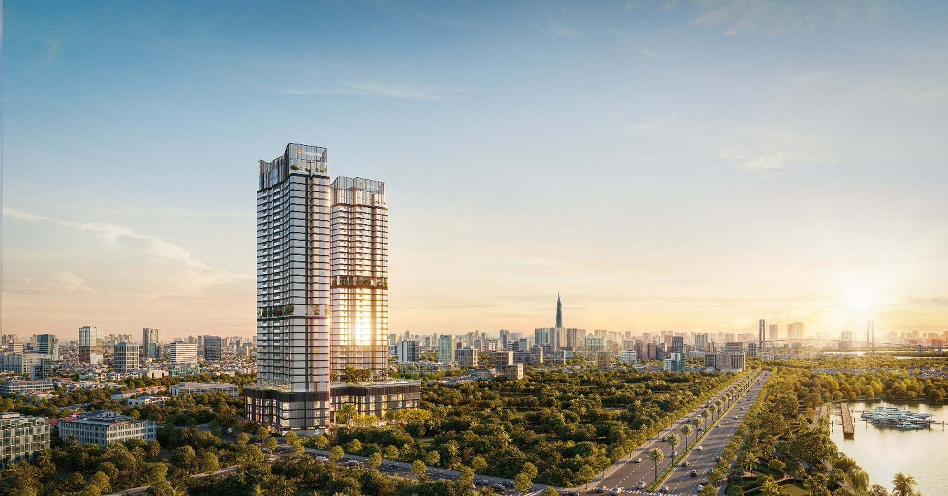 Phối cảnh dự án Vlasta Premier Văn Phú trên trục đường ven sông Đào Trí